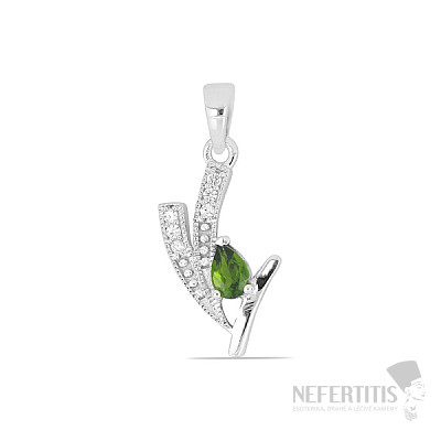 Silver pendant with chromium diopide and zircons Ag 925 020160 DIO