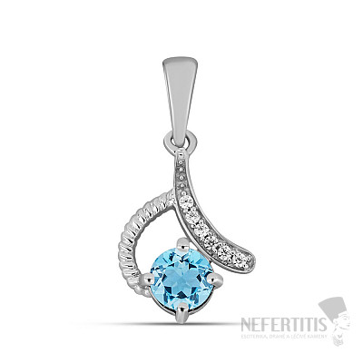 Silver pendant with cut aquamarine and zircons Ag 925 026632 AQ