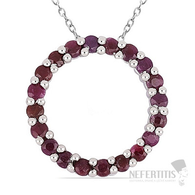 Silver pendant with cut rubies Ag 925 034766 RB