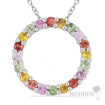 Silver pendant with multicolored cut sapphires Ag 925 034766 SAF