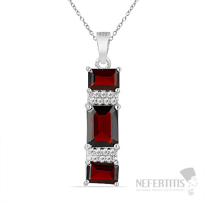 Silver pendant with cut grenades and zircons Ag 925 07885 GT