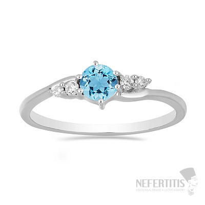 Prsteň strieborný s Blue Sky topazom a zirkónmi Ag 925 011580 BT
