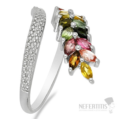 Silver ring with cut multicolored tourmalines Ag 925 014807 MT