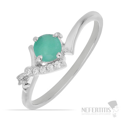 Silver ring with cut emerald and zircons Ag 925 015092 EM