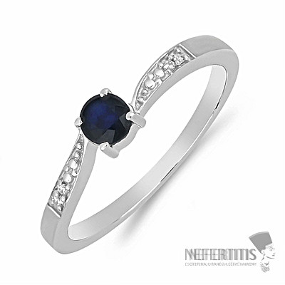 Silberring mit blauem Saphir und Zirkonen Ag 925 015992 SAF