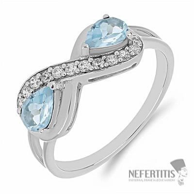 Silver ring with Blue Sky topaz and zircons Ag 925 016796 BT