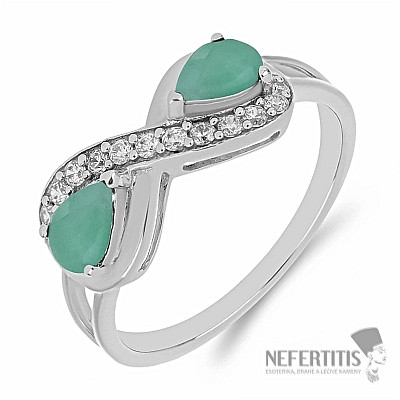 Silver ring with a cut emerald Ag 925 016796 EM