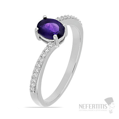 Silberring mit afrikanischem Amethyst und Zirkonen Ag 925 017195 AFAM