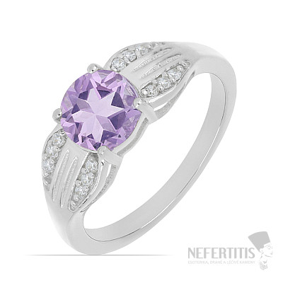 Silberring mit brasilianischem Amethyst und Zirkonen Ag 925 026068 BRAME