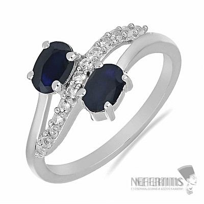 Silberring mit blauem Saphir und Zirkonen Ag 925 026069 SAF