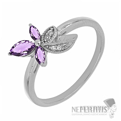 Silberring mit afrikanischen Amethysten und Zirkonen Ag 925 026097 AFAM