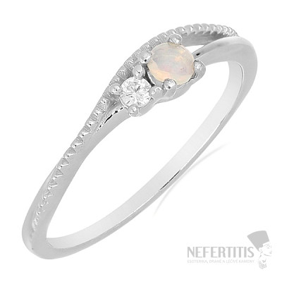 Silver ring with Ethiopian opal and zircon Ag 925 031121 ETOP