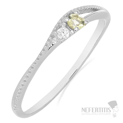 Silver ring with Lemon topaz and zircon Ag 925 031121 LET