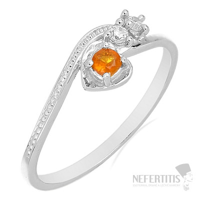 Silver ring with cut orange kyanite and zircons Ag 925 031131 ORK
