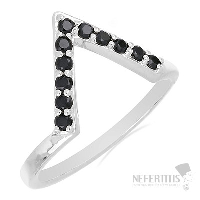 Silver ring with cut black onyxes Ag 925 034710 ONY