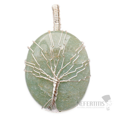Aventurine green pendant with tree of life