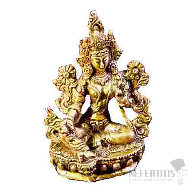 Feng Shui statuette of the goddess Green Tara brass 9.5 cm