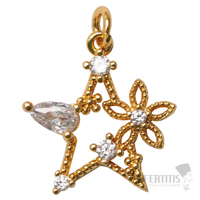 Star pendant with a cubic zirconia flower