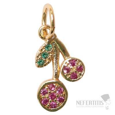 Cherries pendant in gold cubic zirconia