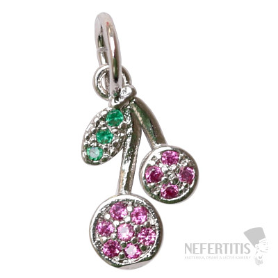 Pendant Cherries in silver cubic zirconia