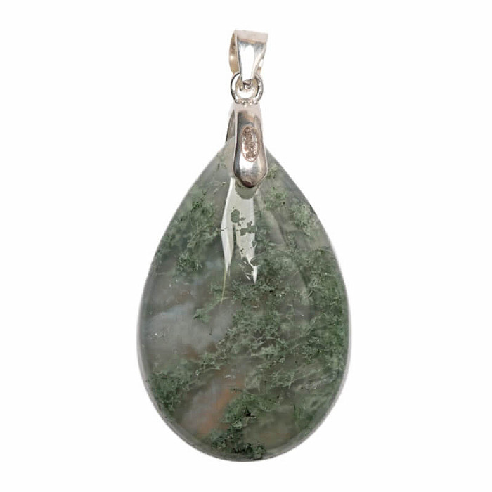 Achát mechový přívěsek stříbro Ag 925 č. 1 - 2,4 cm, 4,3 g