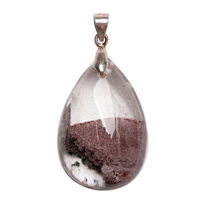 Lodolit - křišťál s inkluzemi přívěsek stříbro Ag 925 č. 1 - 2,8 cm, 9,8 g