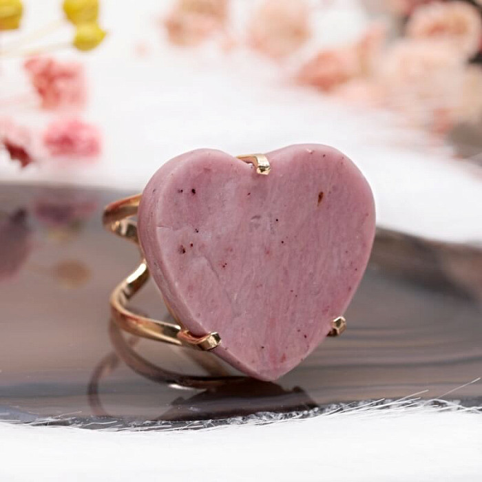 Be Beautiful Křišťál jahodový prsten 10 - 60 mm , 2,8 x 2,7 x 0,5 cm