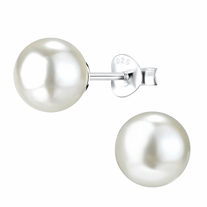 00478 Stříbrné náušnice 8 mm PERLA BÍLÁ - 8 mm, 0,95 g