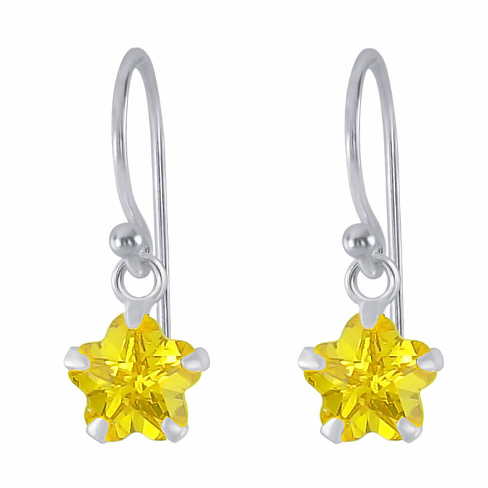 01520 Stříbrné visací náušnice 18 mm YELLOW STAR - 1,8 cm, 1,1 g