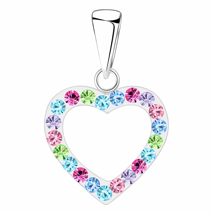 03482 Stříbrný přívěsek CRYSTAL HEART - 15 mm, 0,65 g