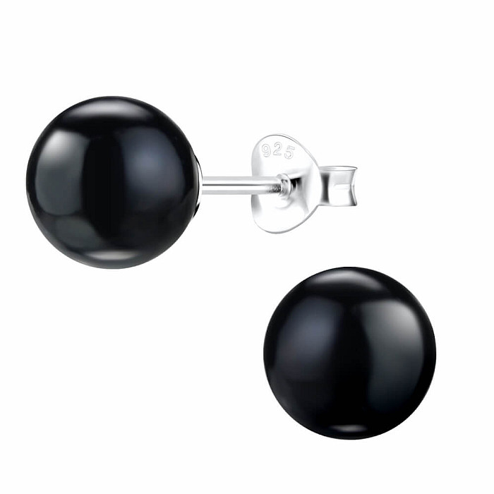 08237 Stříbrné náušnice 8 mm PERLA BLACK - 8 mm, 0,95 g