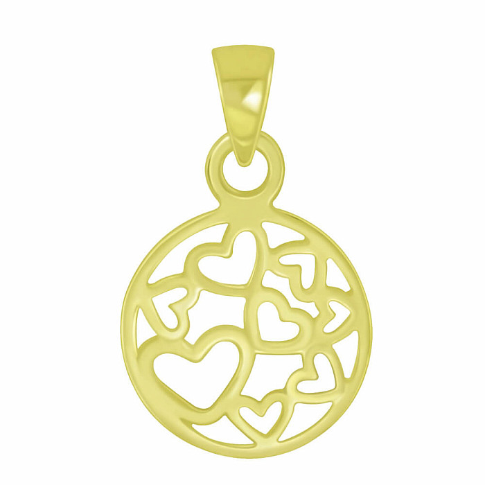 6393 Stříbrný přívěsek pozlacený HEARTS - 10 mm, 0,56 g