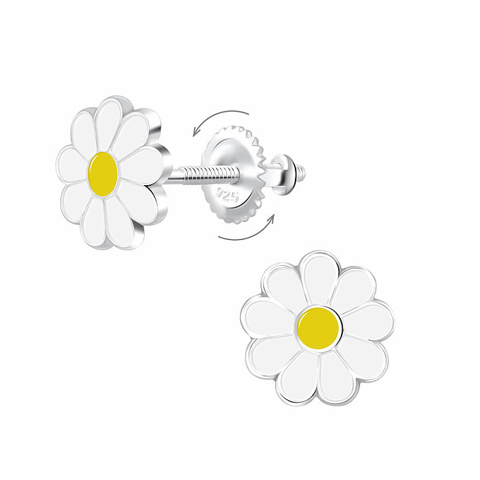 Stříbrné náušnice Sedmikráska na šroubek - 7 x 7 mm, 0,63 g