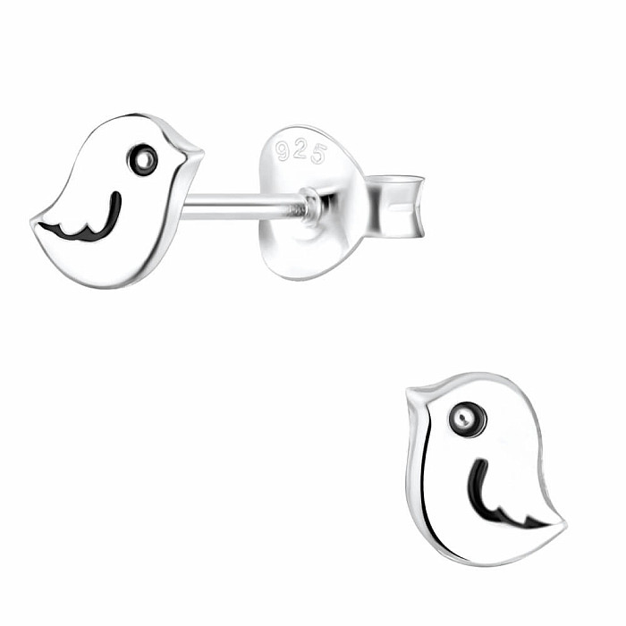 10755 Stříbrné náušnice pecky PTÁČEK - 5 mm, 0,4 g