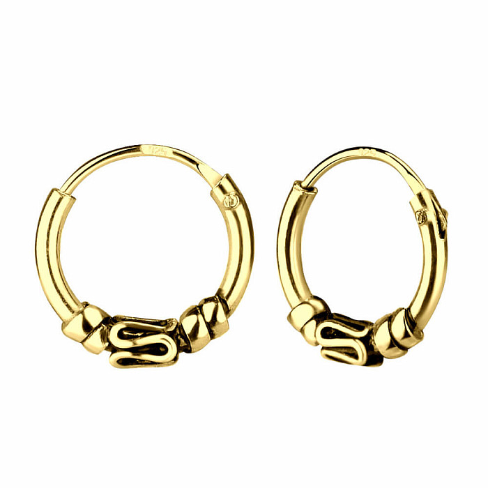 0896 Stříbrné 10 mm Bali KRUHY ANTIK GOLD - 1 cm, 0,78  g