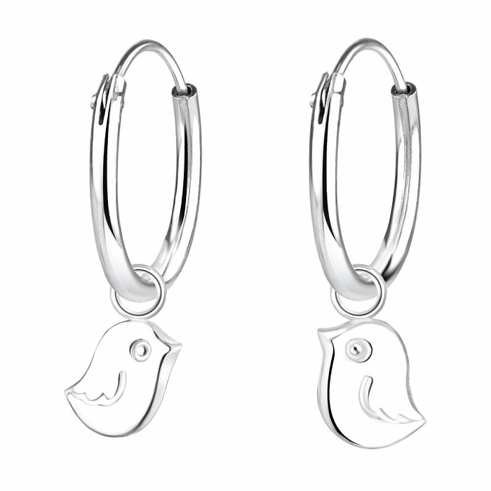 1014 Stříbrné kruhové náušnice 18 mm LITTLE BIRD - 1 cm, 0,58 g