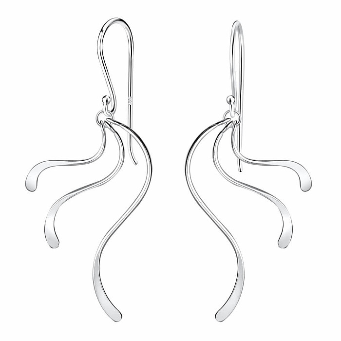 11485 Stříbrné visací náušnice WAVE 47 mm - 47 mm, 1,48 g