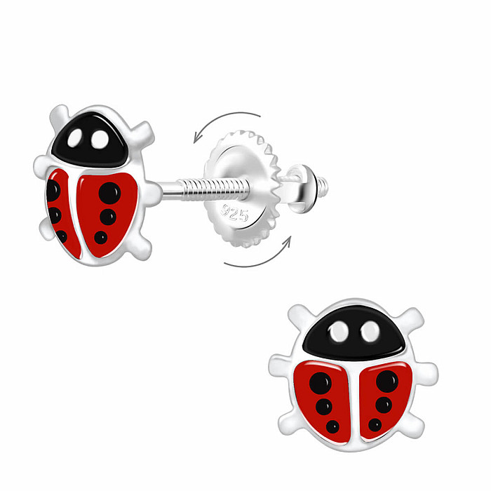 Stříbrné náušnice Beruška na šroubek - 7 x 6 mm, 0,54 g