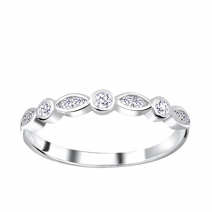 1000 Stříbrný prsten se zirkony GEOMETRIC ETERNITY - 54 mm  1,7 g