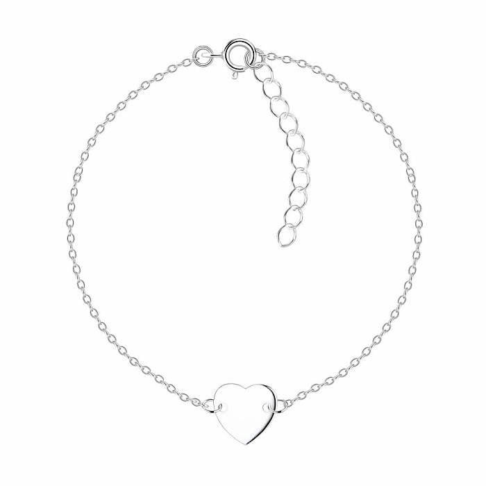15572 Stříbrný náramek řetízek HEART 18 cm - 18 cm, 0,80 g