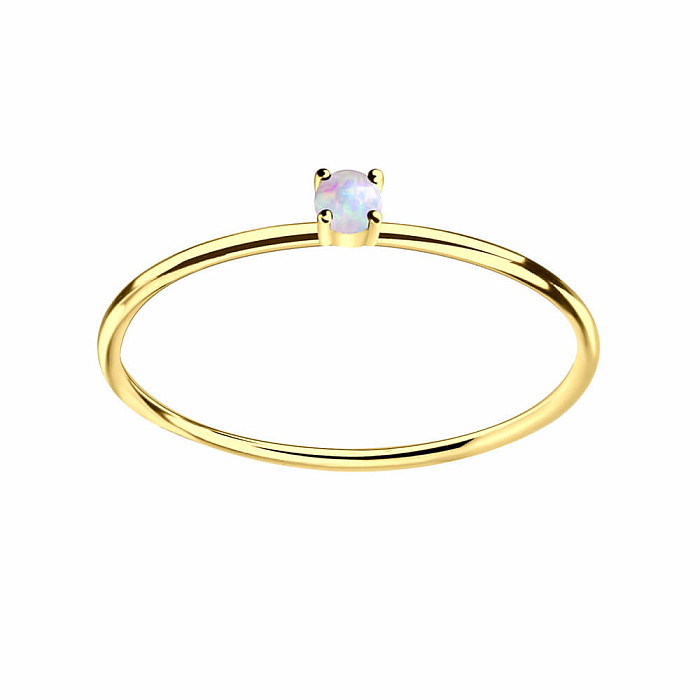 11380 Stříbrný prsten se dámský s opálem pozlacený - 56 mm , 0,45 g