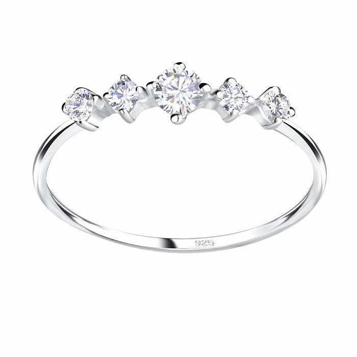 11381 Stříbrný prsten s jiskřivými zirkony - 51 mm , 0,89 g