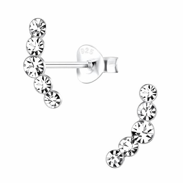 Levně 18674 Stříbrné náušnice pecky se zirkony CRYSTAL LINE - 11 mm, 0,53 g
