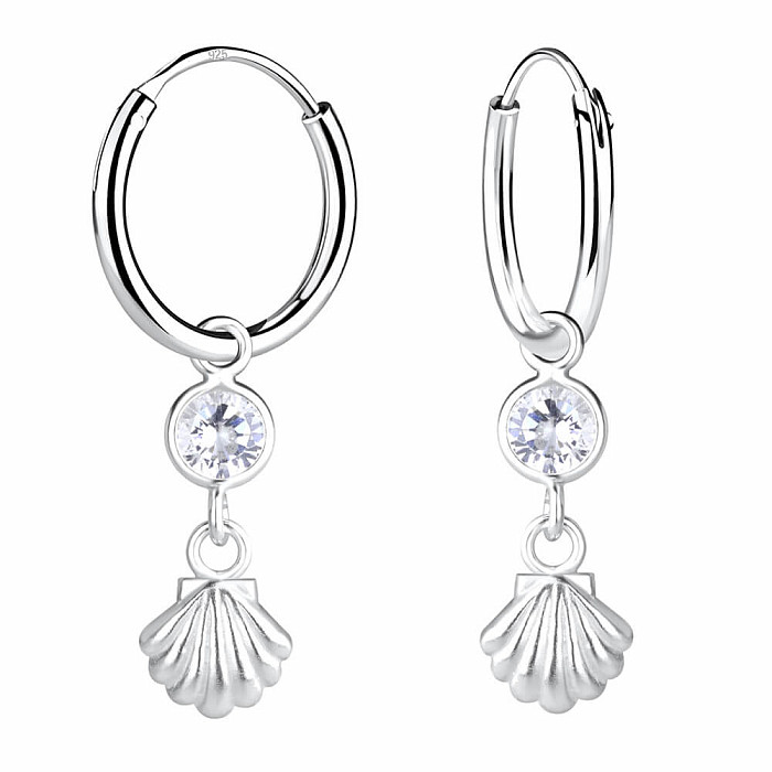 19139 Stříbrné kruhové náušnice 25 mm MUŠLIČKA - 2,5 cm, 0,83 g