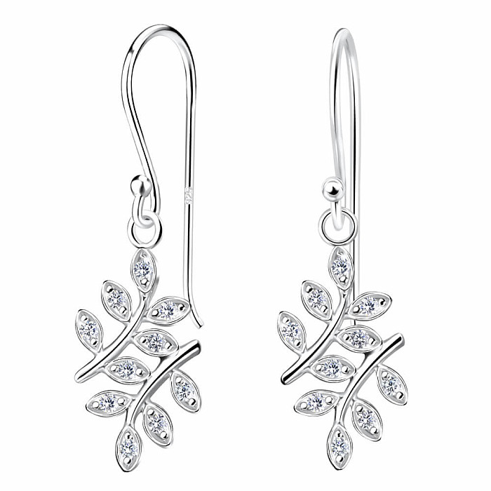20606 Stříbrné visací náušnice 30 mm OLIVE LEAF - 3 cm, 1,55 g