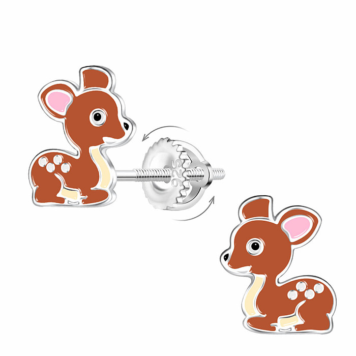 Stříbrné náušnice Koloušek na šroubek - 7 x 9 mm, 0,59 g