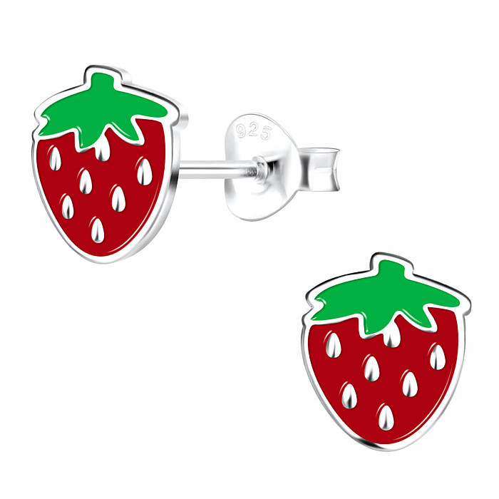 Stříbrné náušnice Jahody - 7 x 8 mm, 0,5 g