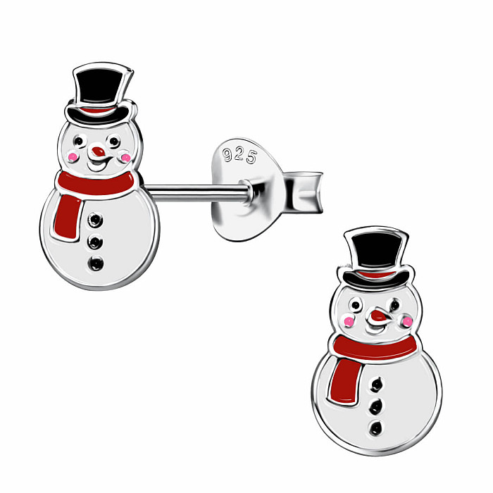 Stříbrné náušnice Sněhulák - 6 x 10 mm, 0,48 g
