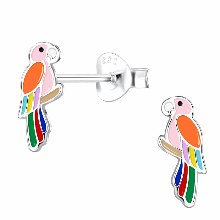 Stříbrné náušnice Duhový papoušek - 5 x 10 mm, 0,43 g