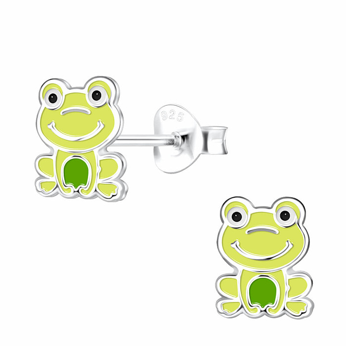Stříbrné náušnice Veselé žabky - 6 x 8 mm, 0,53 g